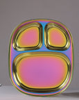 Wellthya 2.0 Rainbow Colour Steel Plate - Divided Dinner Plate