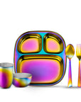 Rainbow Steel Dinnerware Set – 5-Piece Family Toolkit