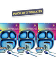 Electric Blue Steel Dinnerware Set – 3-Pack Family Toolkit