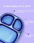 Electric Blue Steel Plate - Divided Dinner Plates