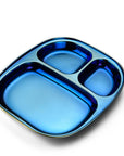 Electric Blue Steel Plate - Divided Dinner Plates