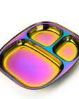 Rainbow Colour Steel Plate - Divided Dinner Plate