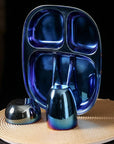 Electric Blue Steel Dinnerware Set – 4-Pack Family Toolkit