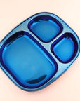 Electric Blue Steel Plates – 2-Pack Divided Dinner Plates