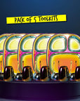 NourishMeal Toolkit - Rainbow set of 5 stainless steel dishes in vibrant colors for kids.
