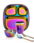 Rainbow Colour Steel Dinnerware Set – 5-Pack Family Toolkit