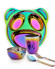 Bear-y Cute Rainbow Colour Steel Dinnerware Set – 5-Piece Toolkit