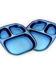 Electric Blue Steel Plates – 2-Pack Divided Dinner Plates