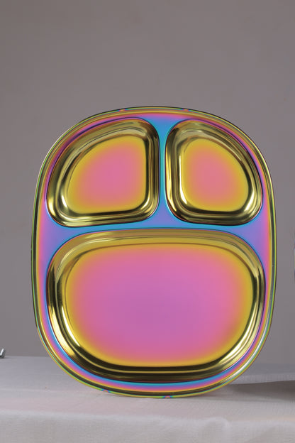 Wellthya 2.0 Rainbow Colour Steel Plate - Divided Dinner Plate