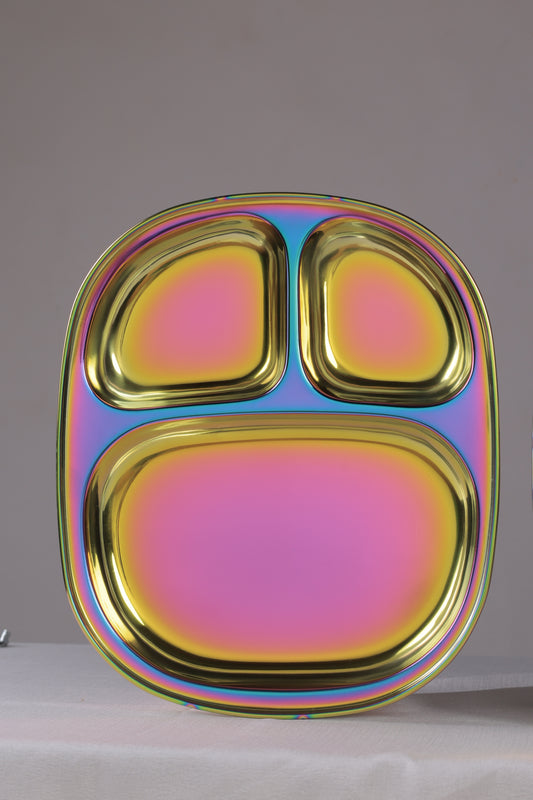 Wellthya 2.0 Rainbow Colour Steel Plate - Divided Dinner Plate