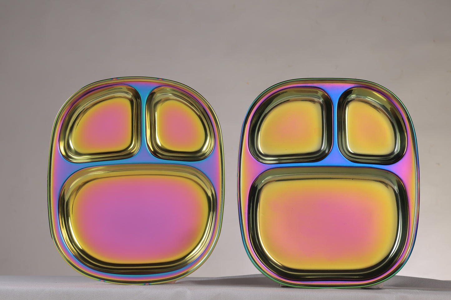 Wellthya 2.0 Rainbow Colour Steel Plate - Divided Dinner Plate