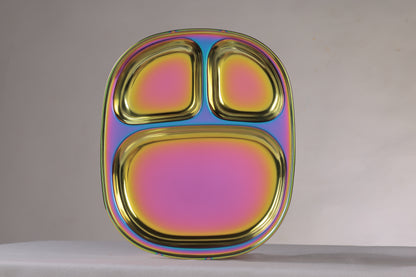 Wellthya 2.0 Rainbow Colour Steel Plate - Divided Dinner Plate