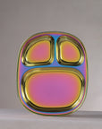Wellthya 2.0 Rainbow Colour Steel Plate - Divided Dinner Plate