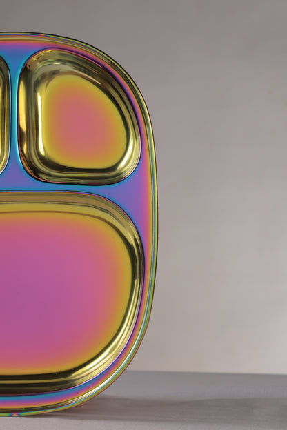Wellthya 2.0 Rainbow Colour Steel Plate - Divided Dinner Plate