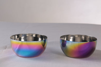 Wellthya 2.0 Rainbow Colour Steel Bowl Spoon Set – 4-Pack Family Collection