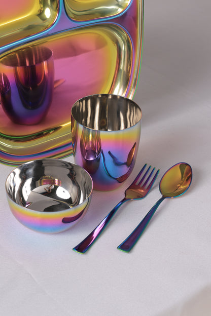 Wellthya 2.0 Rainbow Steel Dinnerware Set – 5-Piece Family Toolkit