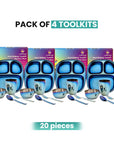 Electric Blue Steel Dinnerware Set – 4-Pack Family Toolkit