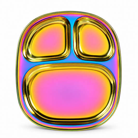 Wellthya 2.0 Rainbow Colour Steel Plate - Divided Dinner Plate