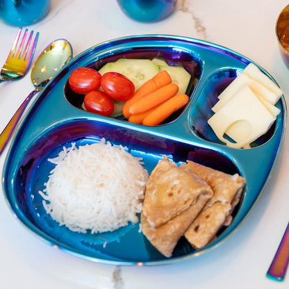 Electric Blue Steel Plate - Divided Dinner Plates