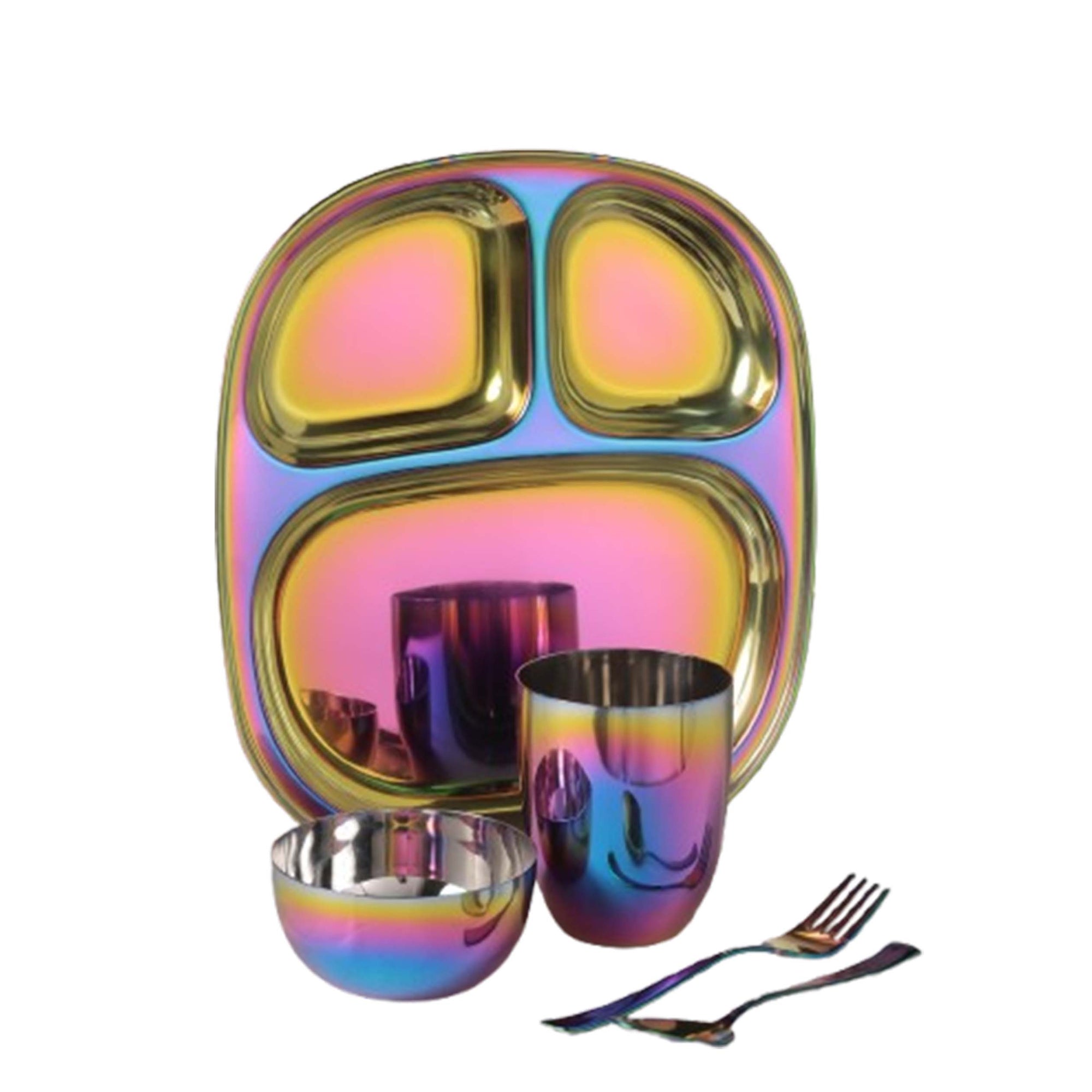 Wellthya 2.0 Rainbow Steel Dinnerware Set – 5-Piece Family Toolkit