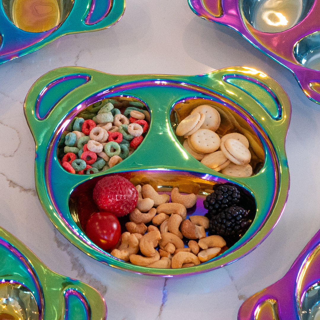 Bear-y Cute Rainbow Colour Steel Dinnerware Set – 5-Piece Toolkit