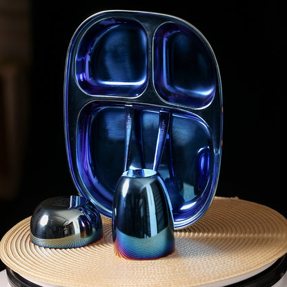 Electric Blue Steel Dinnerware Set – 5-Pack Family Toolkit