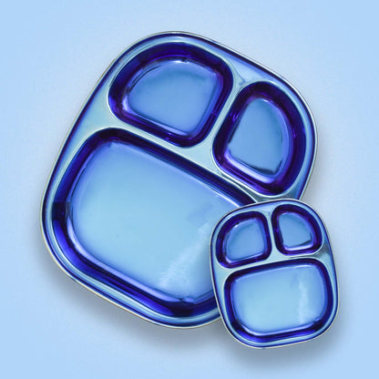 Electric Blue Steel Plates – 2-Pack Divided Dinner Plates