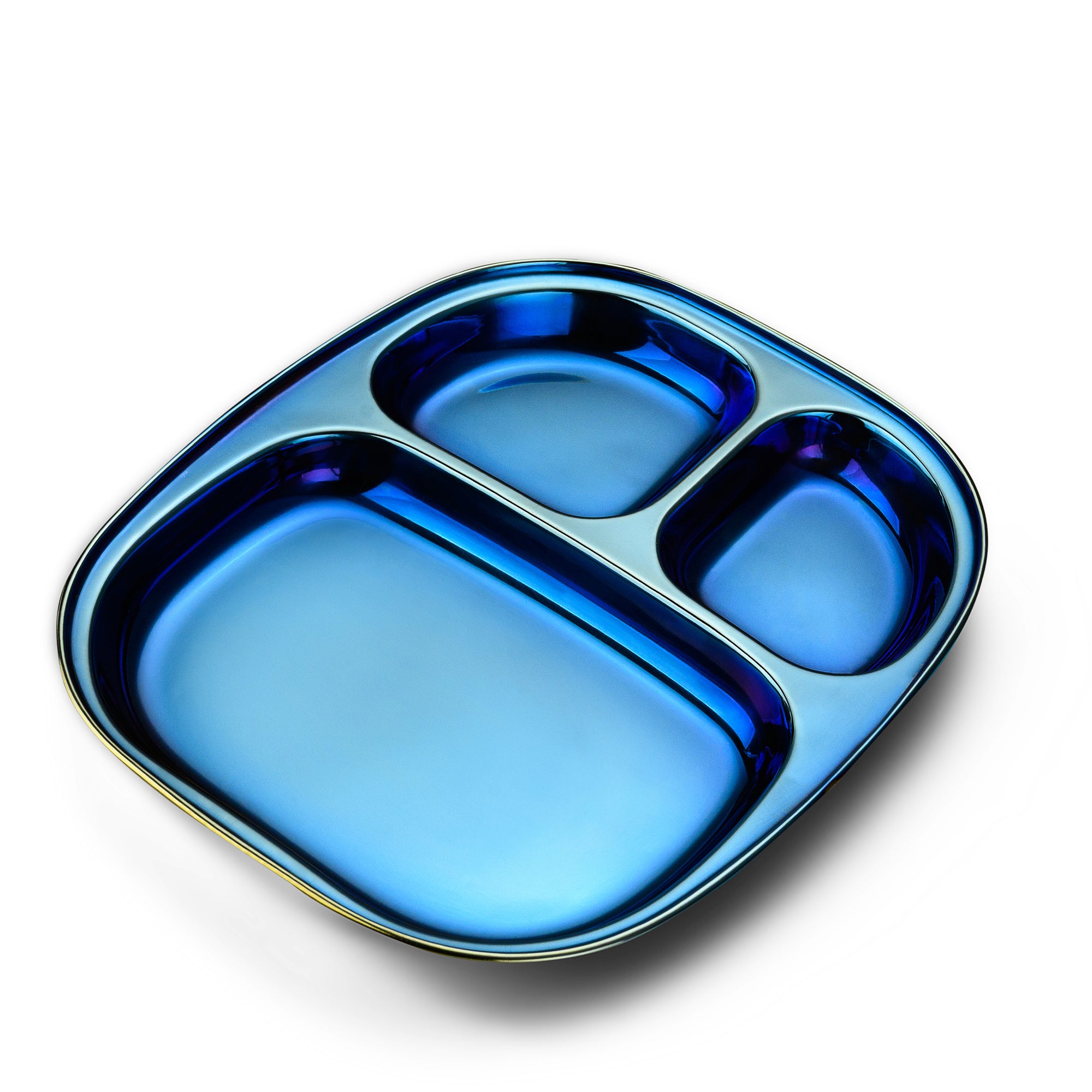 Electric Blue Steel Plate - Divided Dinner Plates