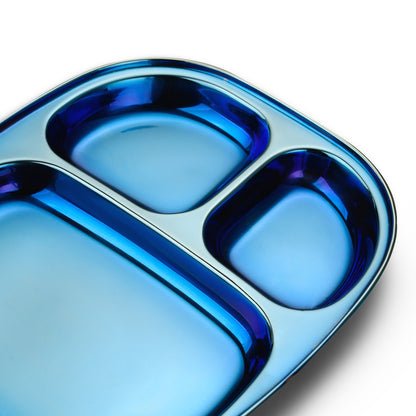 Electric Blue Steel Plate - Divided Dinner Plates