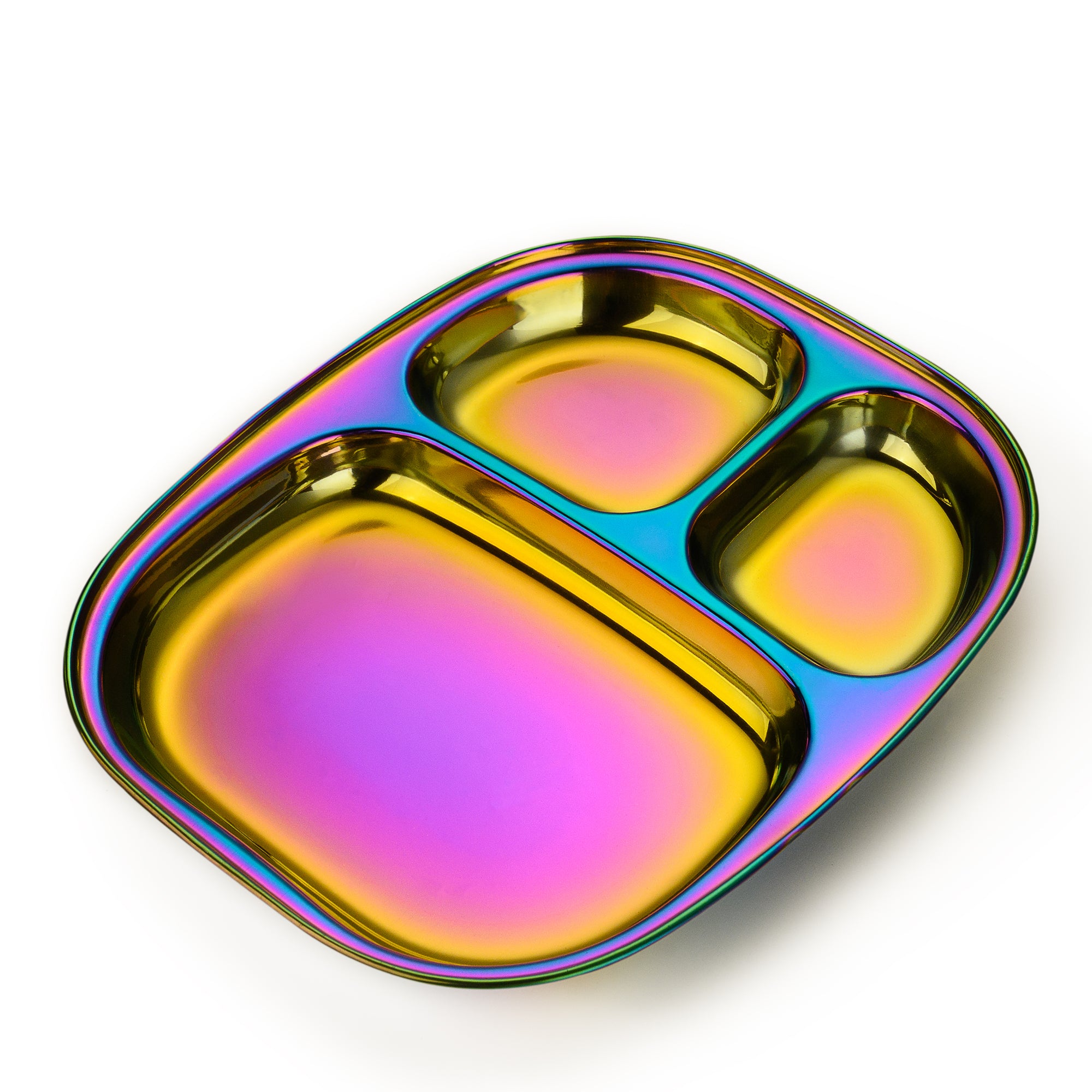 Rainbow Colour Steel Plate - Divided Dinner Plate