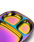 Rainbow Colour Steel Plate - Divided Dinner Plate