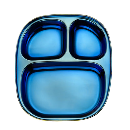 Electric Blue Steel Plate - Divided Dinner Plates