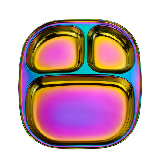 Rainbow Colour Steel Plate - Divided Dinner Plate