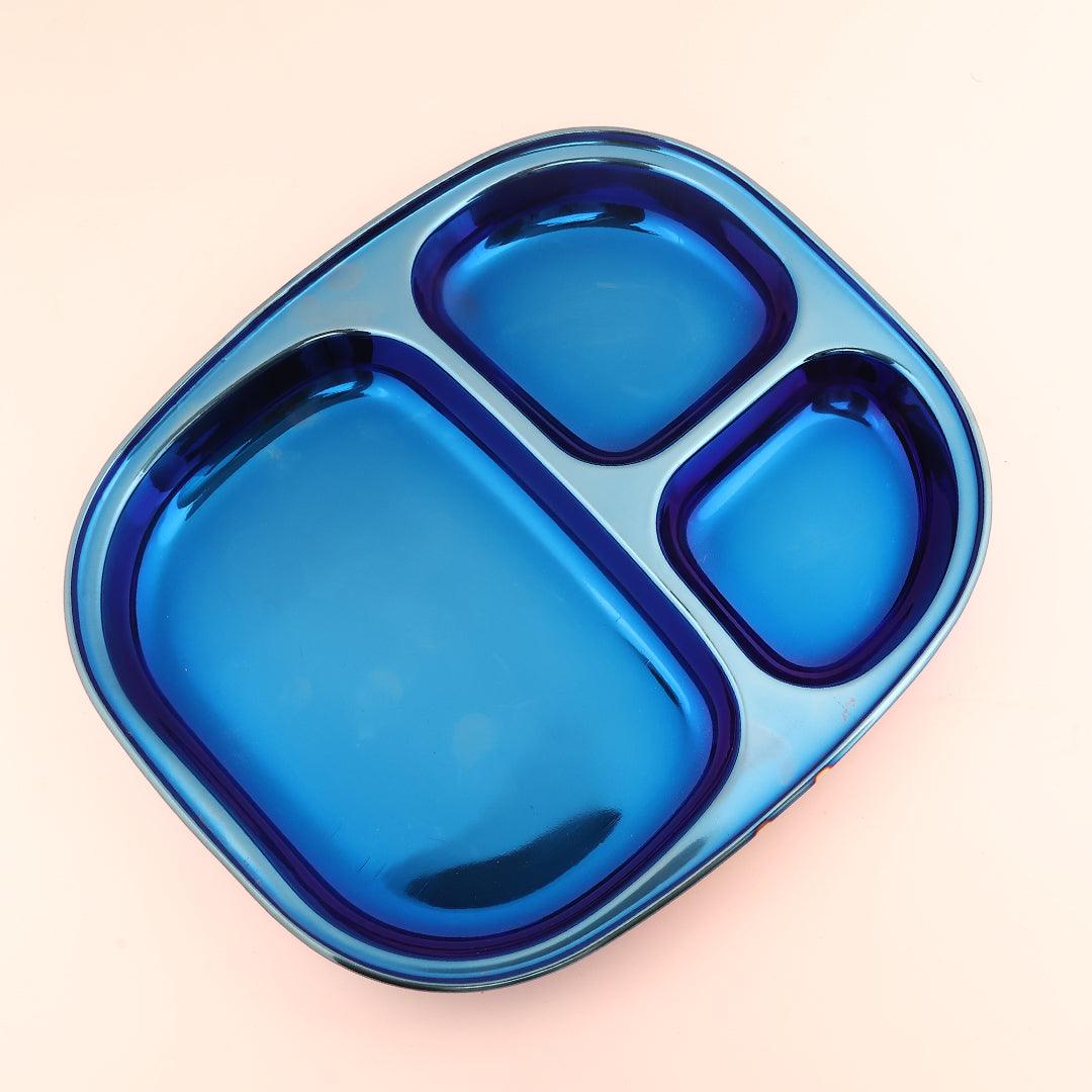 Electric Blue Steel Plate - Divided Dinner Plates