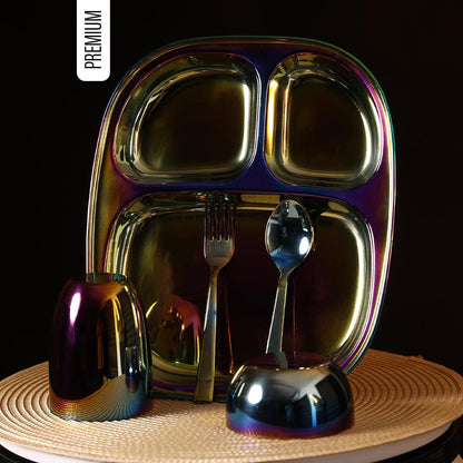 Rainbow Steel Dinnerware Set – 5-Piece Family Toolkit