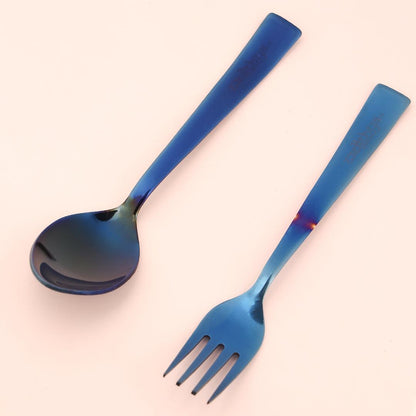 Electric Blue Steel Cutlery Set – Spoon and Fork