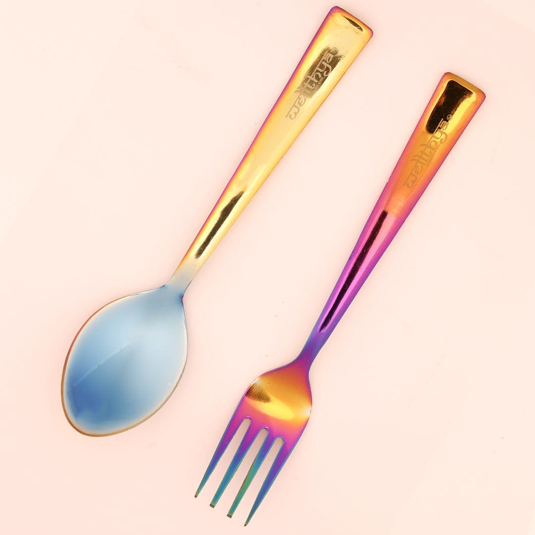Rainbow Colour Steel Cutlery Set – Spoon and Fork