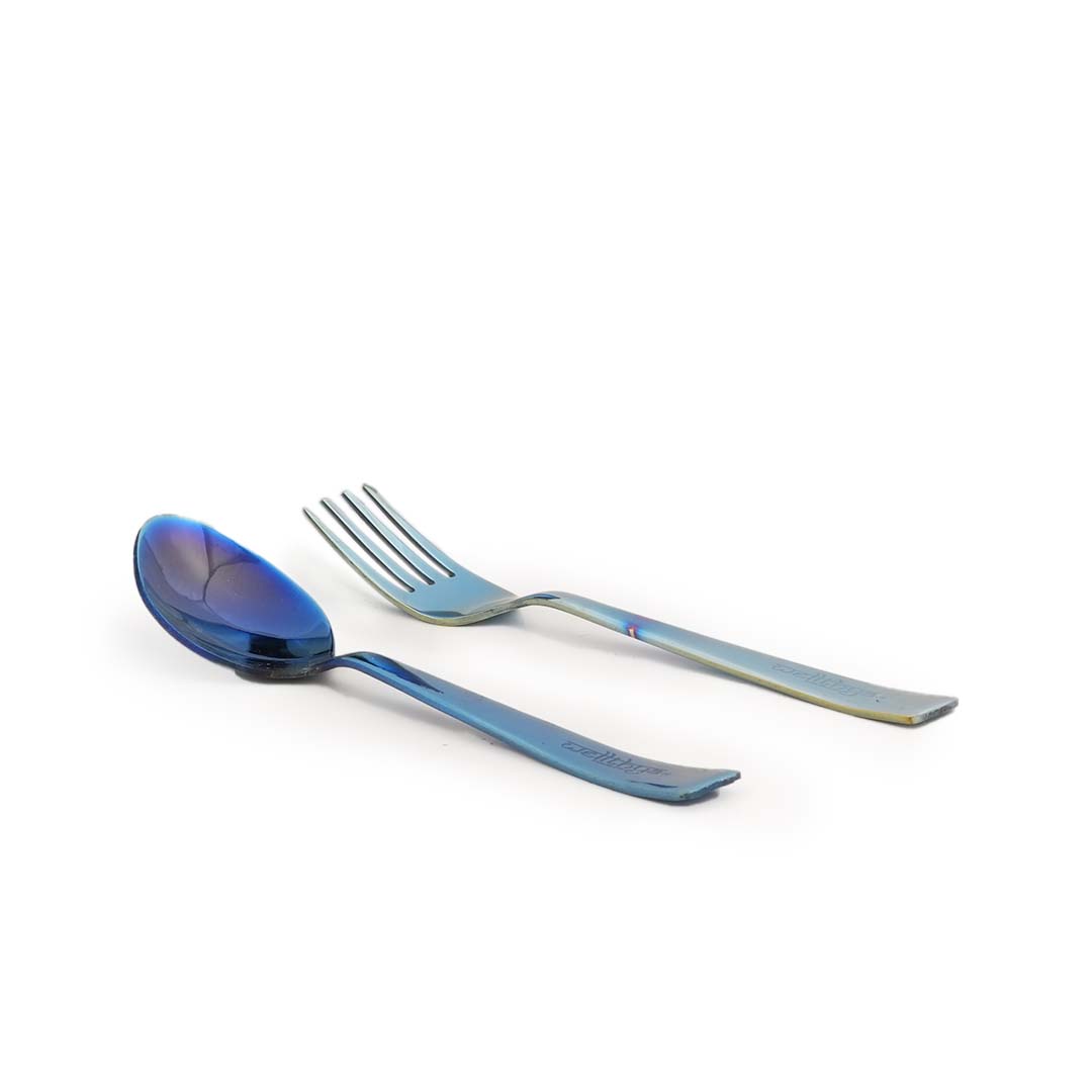 Electric Blue Steel Cutlery Set – Spoon and Fork