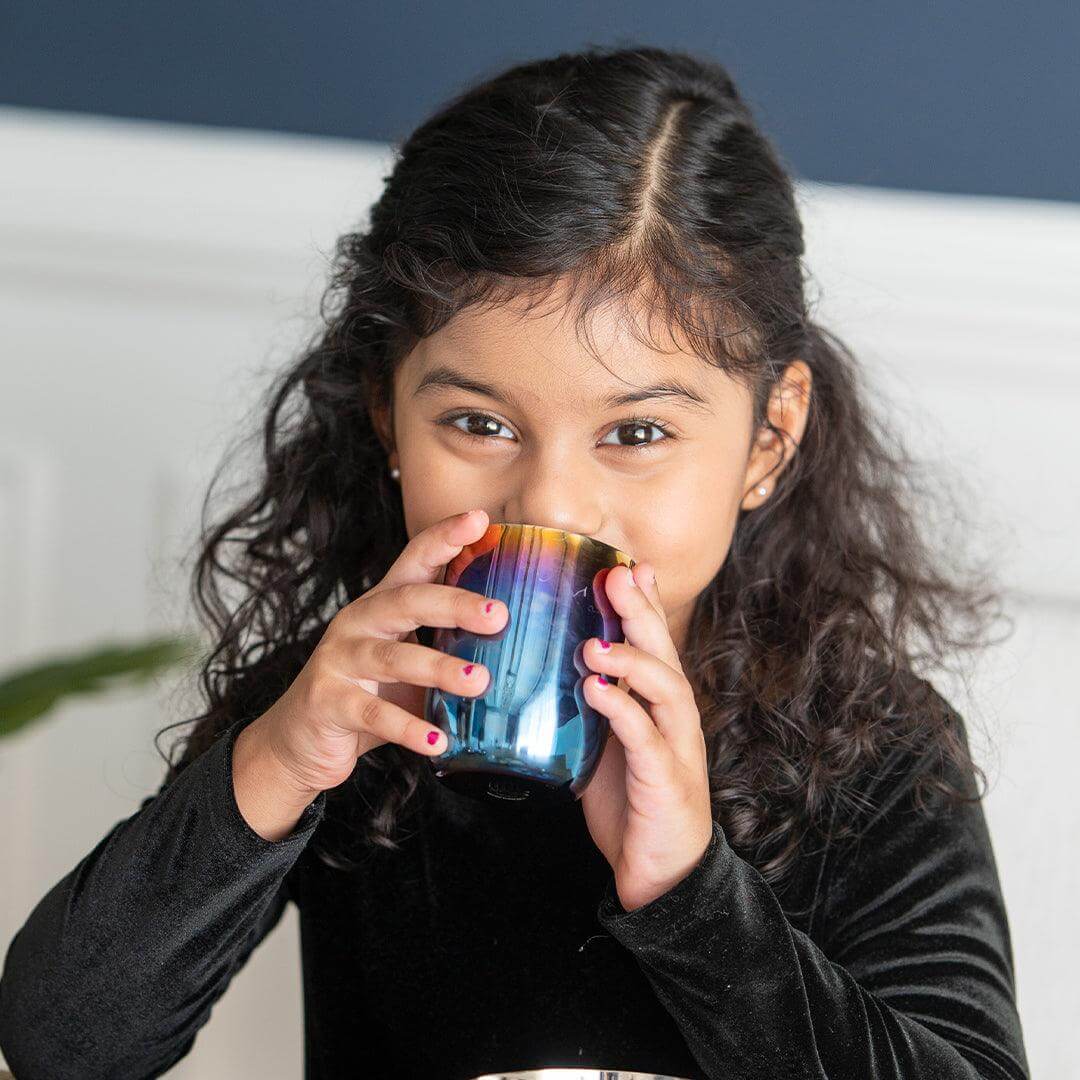 Rainbow Colour Steel Cups – 4-Pack Glass Set for Everyone