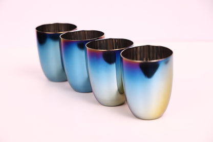 Rainbow Colour Steel Cups – 4-Pack Glass Set for Everyone