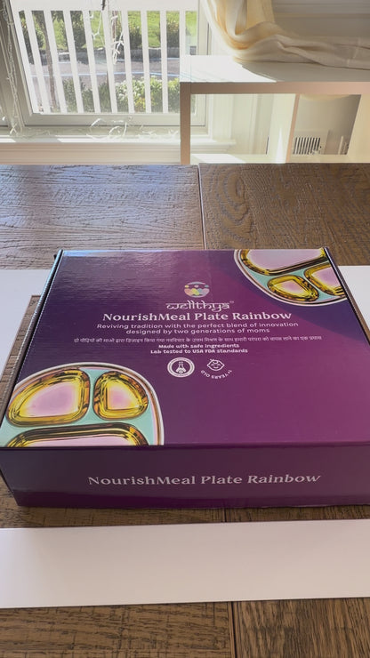 Rainbow Colour Steel Plates – 2-Pack Divided Dinner Plates